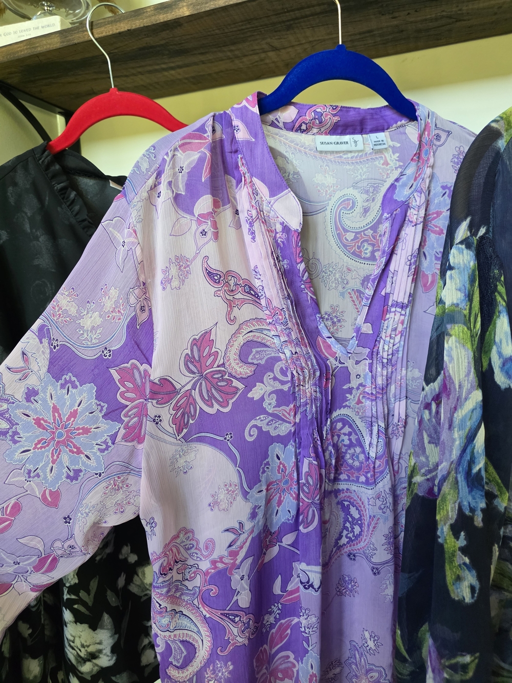 Belle by Kim Gravel Pink Floral Peasant Blouse - Picture 4 of 7